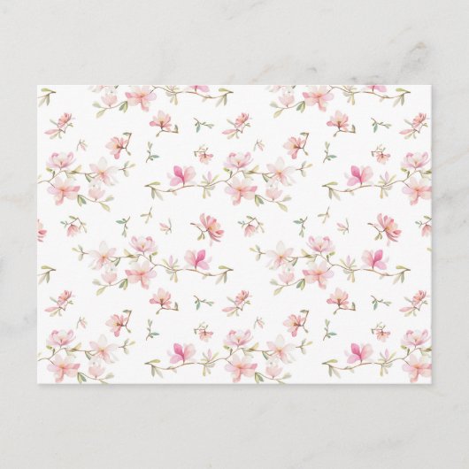 柔らかいピンクの水彩花模様 シーズンポストカード (正面)
