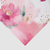 柔らかいピンクの水色の花と金ゴールド 薄葉紙 (詳細)