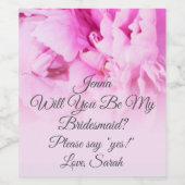 柔らかいピンクの牡丹は私の花嫁になる？ワインラ ワインラベル (シングルラベル)