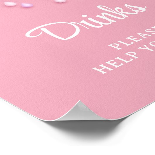 柔らかいピンクの空の白ふわふわの雲9ベビードリンク ポスター (角)