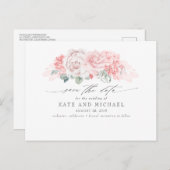 柔らかいピンクの花エレガントが日付を保存 ポストカード (正面/裏面)