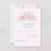 柔らかいピンクの花エレガントのモダン結婚式RSVP 出欠カード (正面)