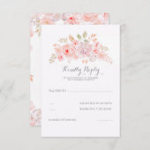 柔らかいピンクの花エレガントのモダン結婚式RSVP 出欠カード (正面/裏面)