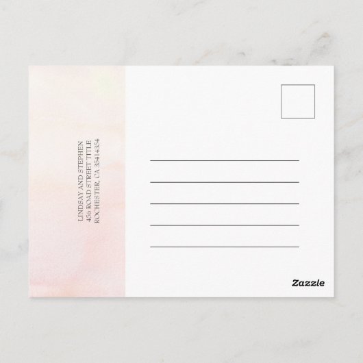 柔らかいピンクの花ベビーシャワーありがとう ポストカード (裏面)