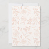 柔らかいピンクの花柄の誕生日 招待状 (裏面)