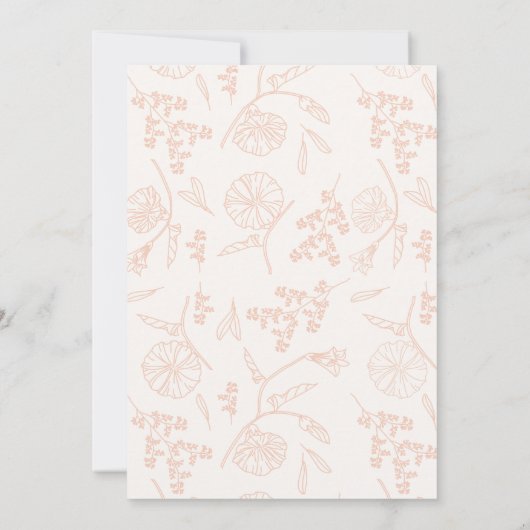 柔らかいピンクの花柄の誕生日 招待状 (裏面)
