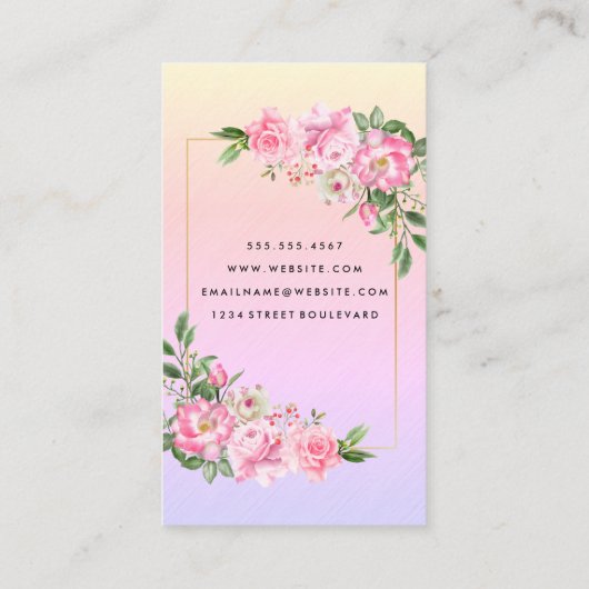 柔らかいピンクの花 名刺 (裏面)