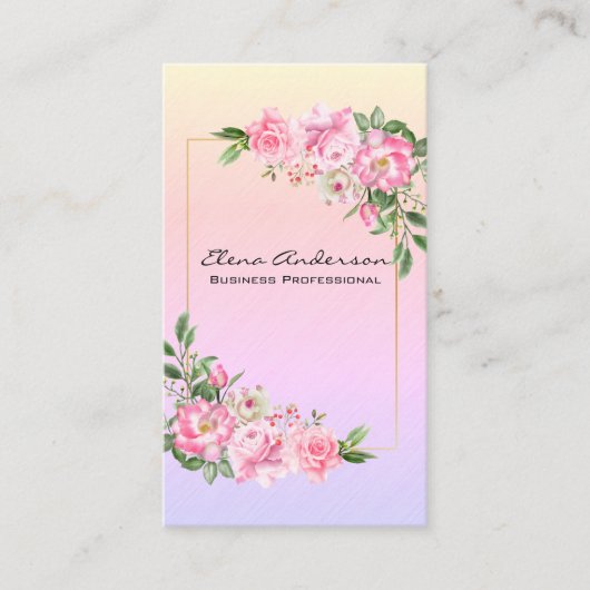 柔らかいピンクの花 名刺 (正面)