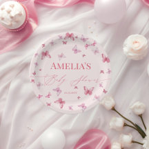 柔らかいピンクの蝶の赤ちゃんシャワー