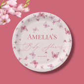 柔らかいピンクの蝶の赤ちゃんシャワー ペーパープレート