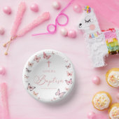 柔らかいピンクの蝶バプテスマ ペーパーボウル (パーティー)