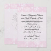 柔らかいピンク動揺して色のダマスク 招待状 (正面/裏面)