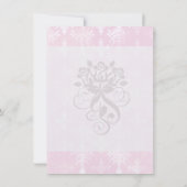 柔らかいピンク動揺して色のダマスク 招待状 (裏面)