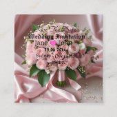 柔らかいピンク結婚のバラの花束 エンクロージャーカード (正面)