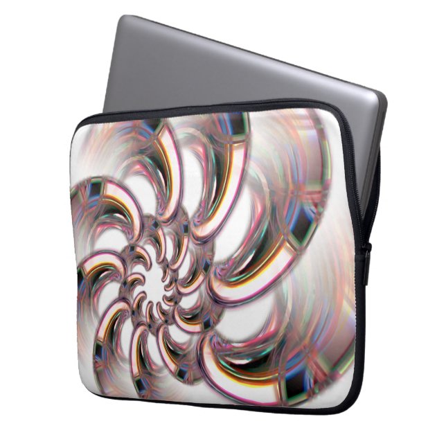 柔らかいピンク色のトーンの黄金の爪のスパイラル紙 ラップトップスリーブ (正面左)