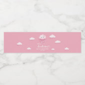 柔らかいピンク色の空の白ふわふわの雲9赤ちゃんシャワー ペットボトルラベル (シングルラベル)