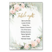 柔らかいピンク色の花コミュニオンシーティングチャートカード テーブルナンバー (裏面)