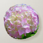 柔らかいピンク色の黄色い紫紫紫紫陽花 ラウンドクッション (裏面)