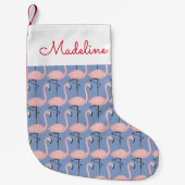 柔らかいフラミンゴ模様|名前の追加 スモールクリスマスストッキング (正面)