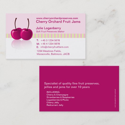 柔らかいフルーツの込み合い/ジャムの会社の名刺 名刺 (正面/裏面)