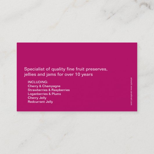 柔らかいフルーツの込み合い/ジャムの会社の名刺 名刺 (裏面)