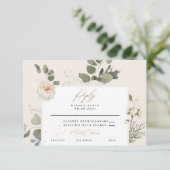 柔らかいフローラの結婚植物葉 出欠カード (スタンド正面)