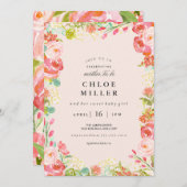 柔らかいフローラの赤ちゃんシャワーの招待状 招待状 (正面/裏面)