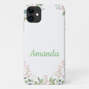 柔らかいフローラ葉と小さな花の出芽 iPhone 11 ケース