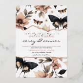柔らかいフローラ蝶 箔招待状 (正面)