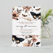 柔らかいフローラ蝶 箔招待状 (立ち正面)
