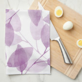 柔らかいプラムの水色葉の キッチンタオル (四つ折り)