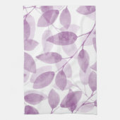 柔らかいプラムの水色葉の キッチンタオル (縦)