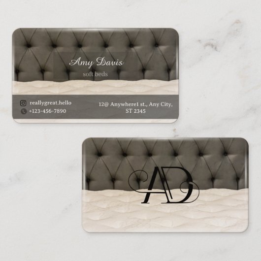 柔らかいベッドと枕ミニマリズム 名刺 (正面/裏面)