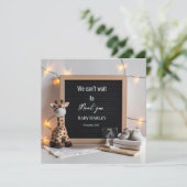 柔らかいベビーキリンplushe妊娠の発表 招待状 (スタンド正面)