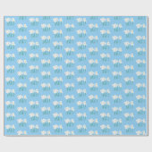 柔らかいミッドブルーの上に手書きの甘い白いヒナギク ラッピングペーパー (フラット)