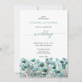 柔らかいミニマリストboho夏のターコイズ野花 招待状 (正面)