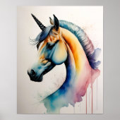 柔らかいミュート色の水色ユニコーンII ポスター (正面)