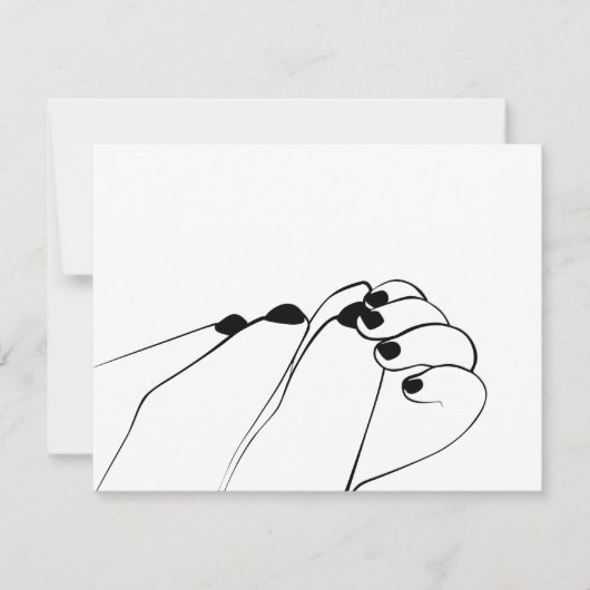 柔らかいモノクロームベビー手 招待状 (正面)