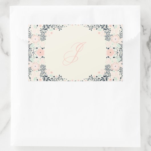 柔らかいモノグラム |フローラ個人用カスタム 長方形シール (バッグ)