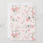 柔らかいライトピンクの花と緑の赤ちゃんシャワー 招待状 (裏面)