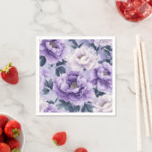 柔らかいラベンダーと紫の植物模様 スタンダードカクテルナプキン (インサイチュ)
