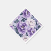柔らかいラベンダーと紫の植物模様 スタンダードカクテルナプキン (角)
