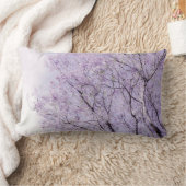 柔らかいラベンダーの花柄の枝 ランバークッション (ブランケット)