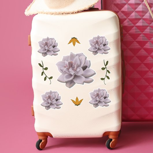 柔らかいラベンダーエチェヴェリア手の吸汁多肉描画 シール