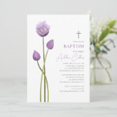 柔らかいラベンダーバブルフラワーミニマリストバプテスマ 招待状 (スタンド正面)