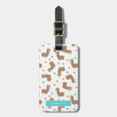 柔らかいラマ及び花-名前をカスタムする ラゲッジタグ (正面縦)