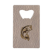 柔らかいレザールックの魚 クレジットカード栓抜き (正面)