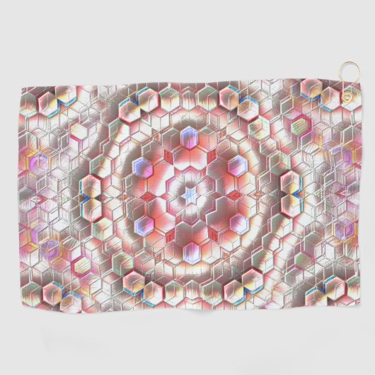 柔らかいレリーフ、 浮き彫りキューブ錯覚を形成する真珠六角形 ゴルフタオル (横)