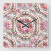 柔らかいレリーフ、 浮き彫りキューブ錯覚を形成する真珠六角形 スクエア壁時計 (正面)