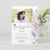 柔らかいワイルドフラワーウォータカラー4 – 写真卒業 招待状 (スタンド正面)